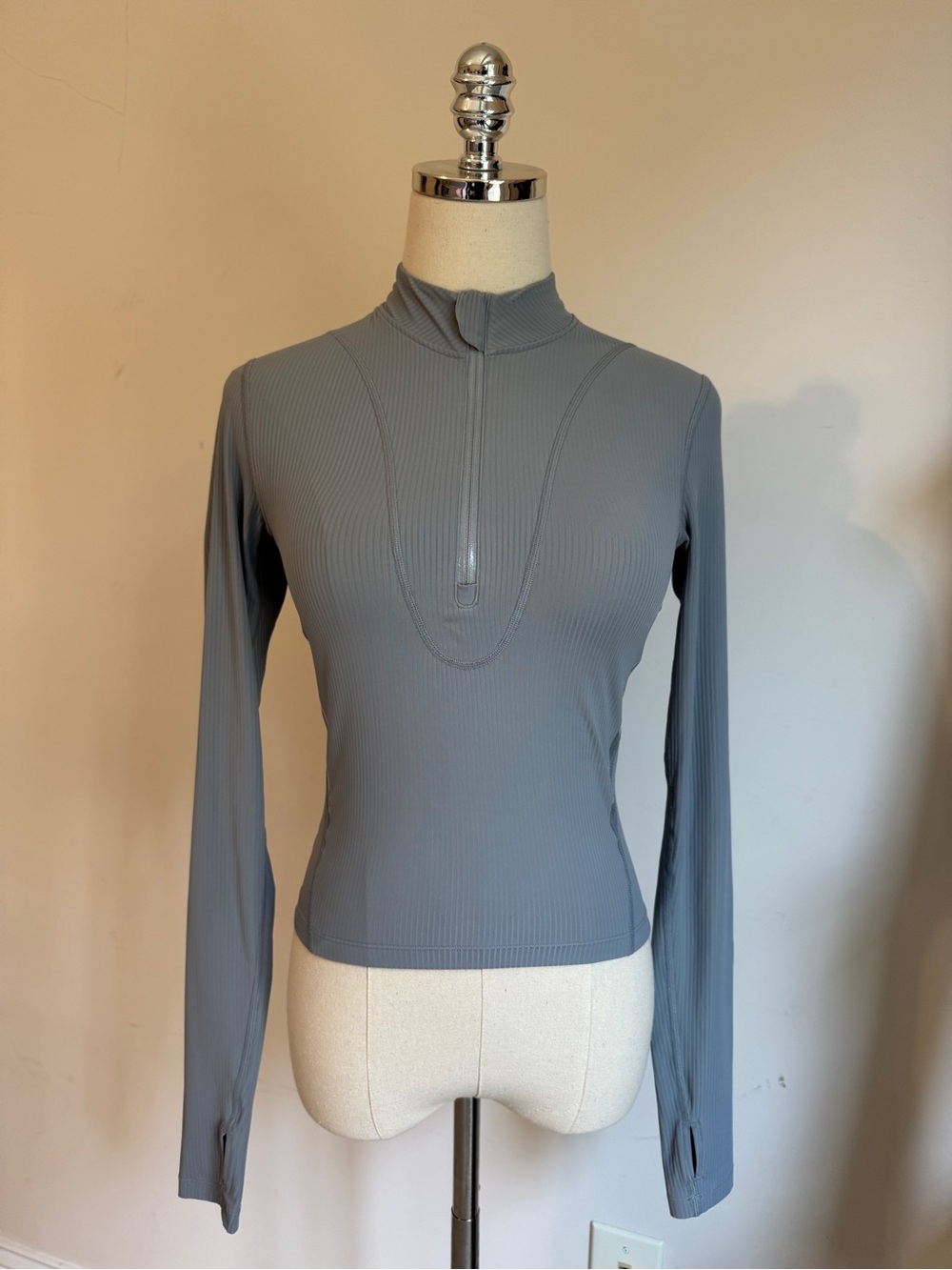 Lululemon It's Rulu Run Ribbed Half-Zip Long Sleeve Top - Size 2 - Pale Blue